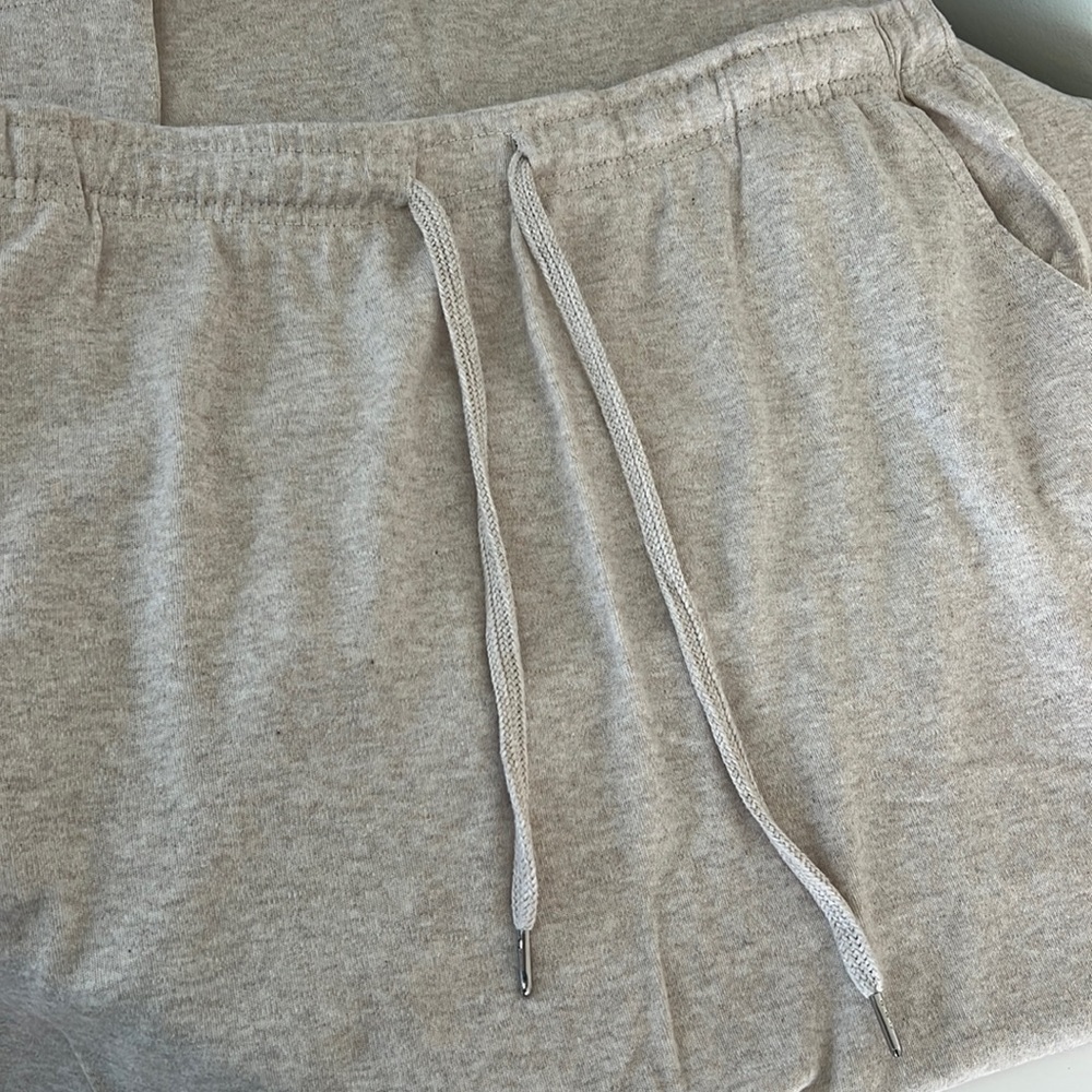 Woman Within (L) sweatshirt fabric oatmeal colored midi skirt